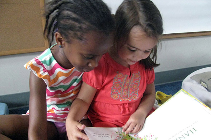 Two children reading together