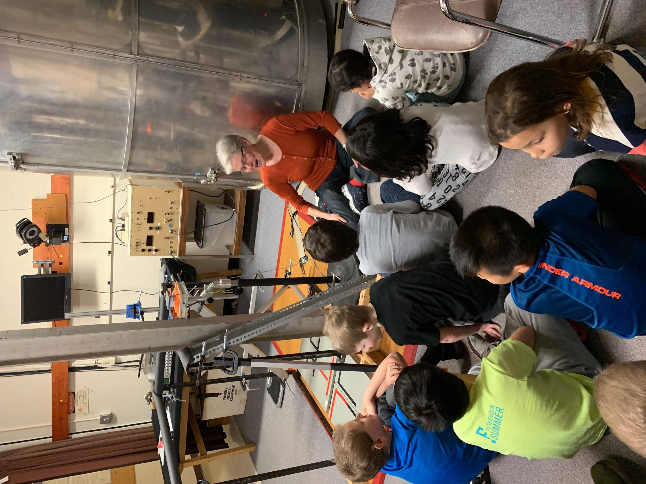 Children visiting the spatial orientation lab at Brandeis